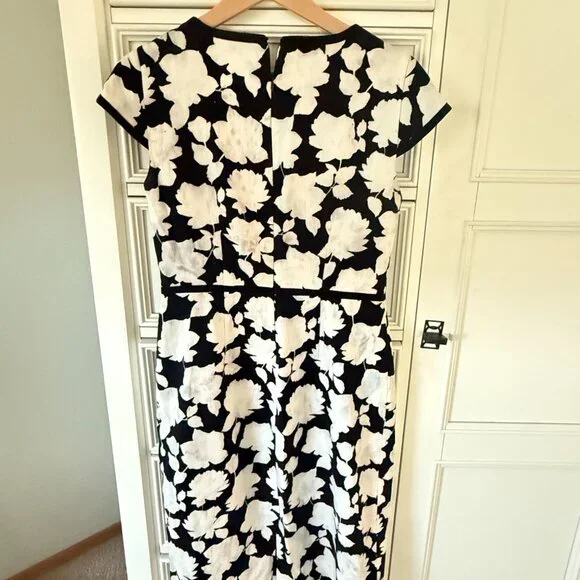 Hobbs London Black Cream Floral Dress Size 6